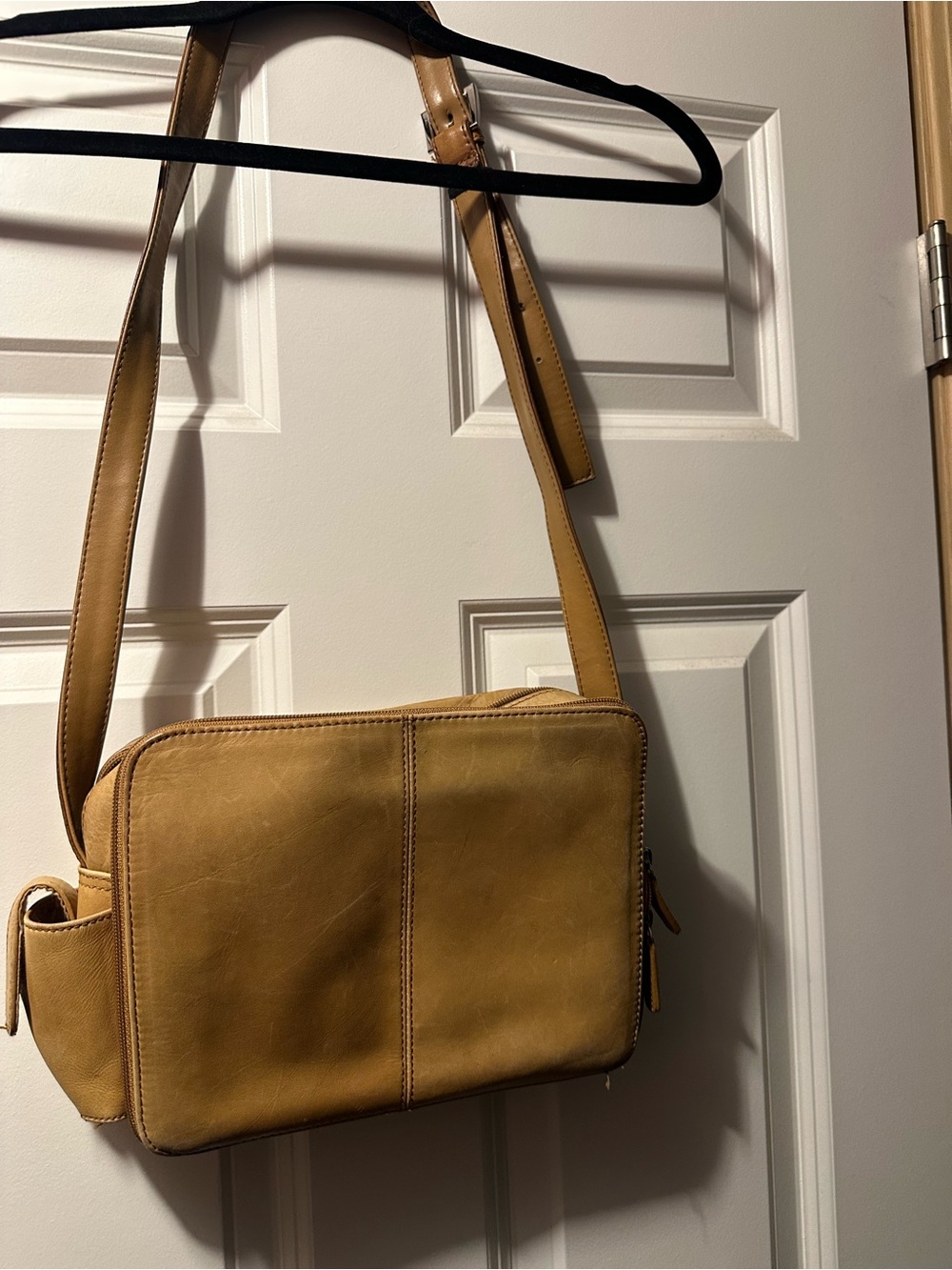 Leather Crossbody Bag in Tan - Men's Shoulder Bag